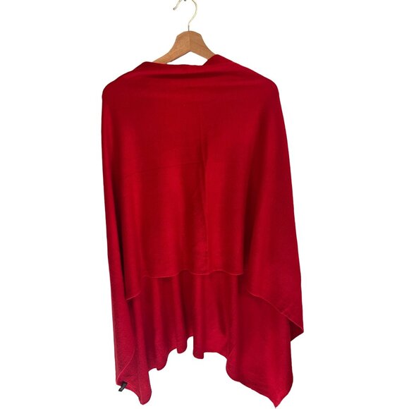 Red Poncho Shawl 100% Acrylic Women's Wrap One Size Blouse Top - Picture 3 of 4